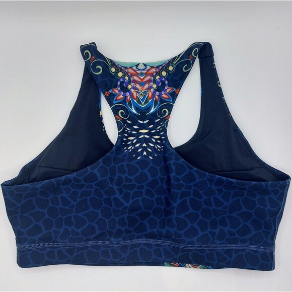 Johnny Was Seabrock Bee Active RacerbackSports Bra Women's Size Large Navy Gym - Picture 3 of 6